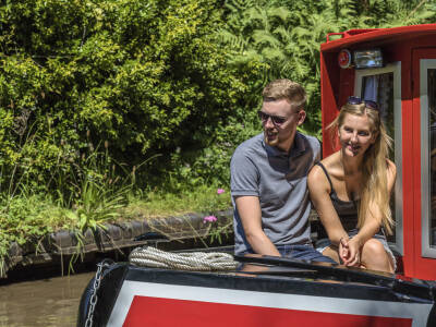 valentine's day couple sitting on boat